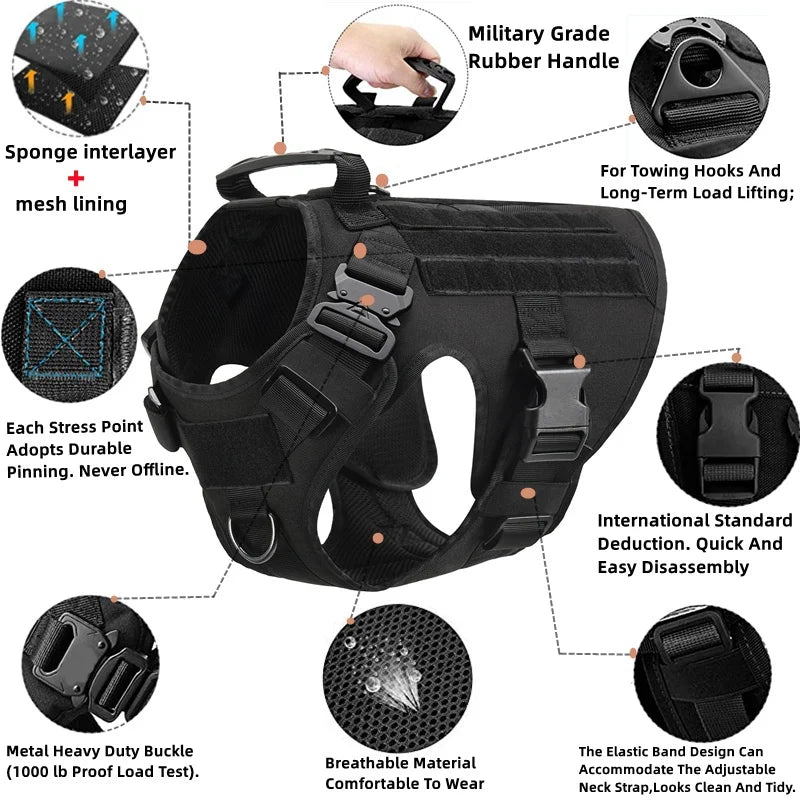 Tactical Dog Harness & Leash Set β Built for Control & Adventure - Pup Confort Store