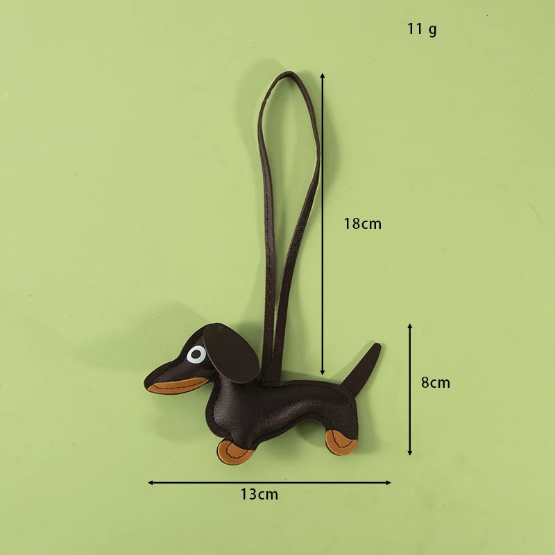Classic Cute Puppy Dog Bag Pendant Key Chain Fashion PU Leather Dachshund Key Ring Bag Accessories Wholesale - Pup Confort Store