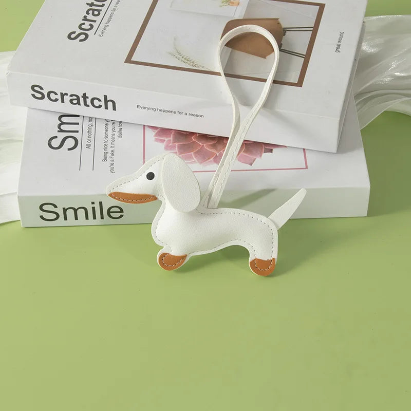 Classic Cute Puppy Dog Bag Pendant Key Chain Fashion PU Leather Dachshund Key Ring Bag Accessories Wholesale - Pup Confort Store