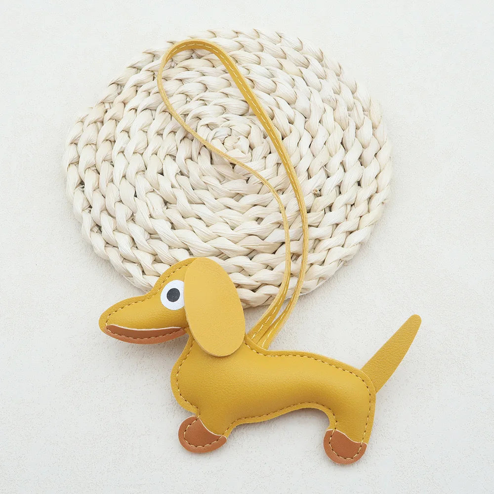 Classic Cute Puppy Dog Bag Pendant Key Chain Fashion PU Leather Dachshund Key Ring Bag Accessories Wholesale - Pup Confort Store