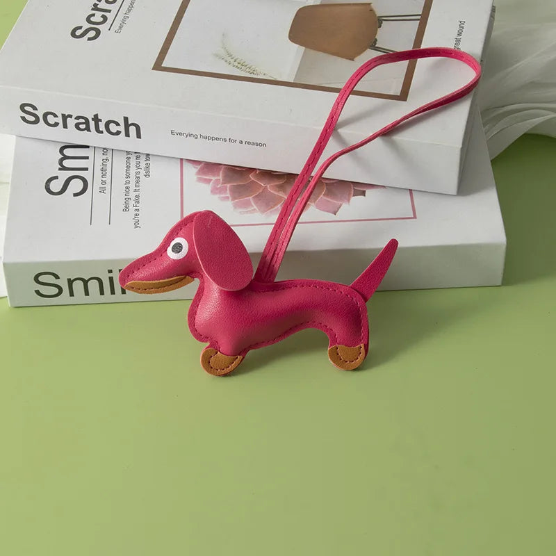 Classic Cute Puppy Dog Bag Pendant Key Chain Fashion PU Leather Dachshund Key Ring Bag Accessories Wholesale - Pup Confort Store