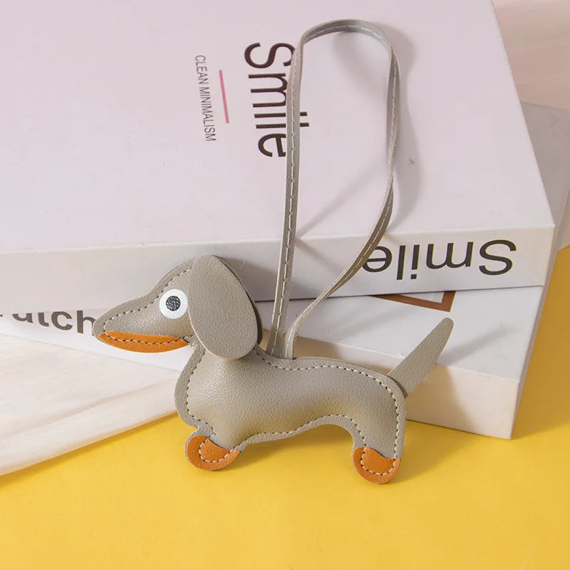 Classic Cute Puppy Dog Bag Pendant Key Chain Fashion PU Leather Dachshund Key Ring Bag Accessories Wholesale - Pup Confort Store