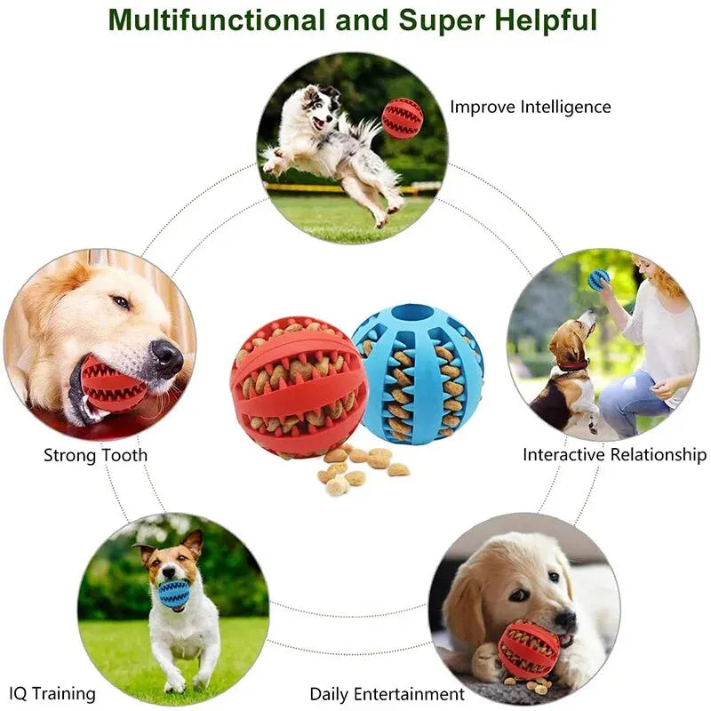 Dog Toy Ball, Nontoxic Bite Resistant Toy Ball for Pet Dogs Puppy Cat, Dog Pet Food Treat Feeder Chew Tooth Cleaning Ball - Pup Confort Store