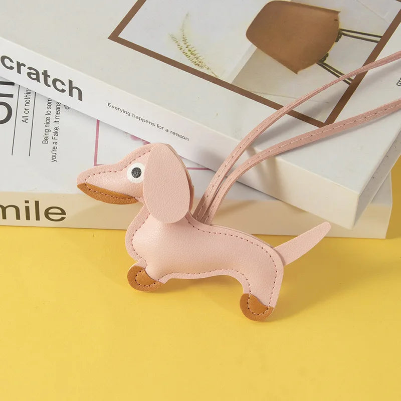 Classic Cute Puppy Dog Bag Pendant Key Chain Fashion PU Leather Dachshund Key Ring Bag Accessories Wholesale - Pup Confort Store