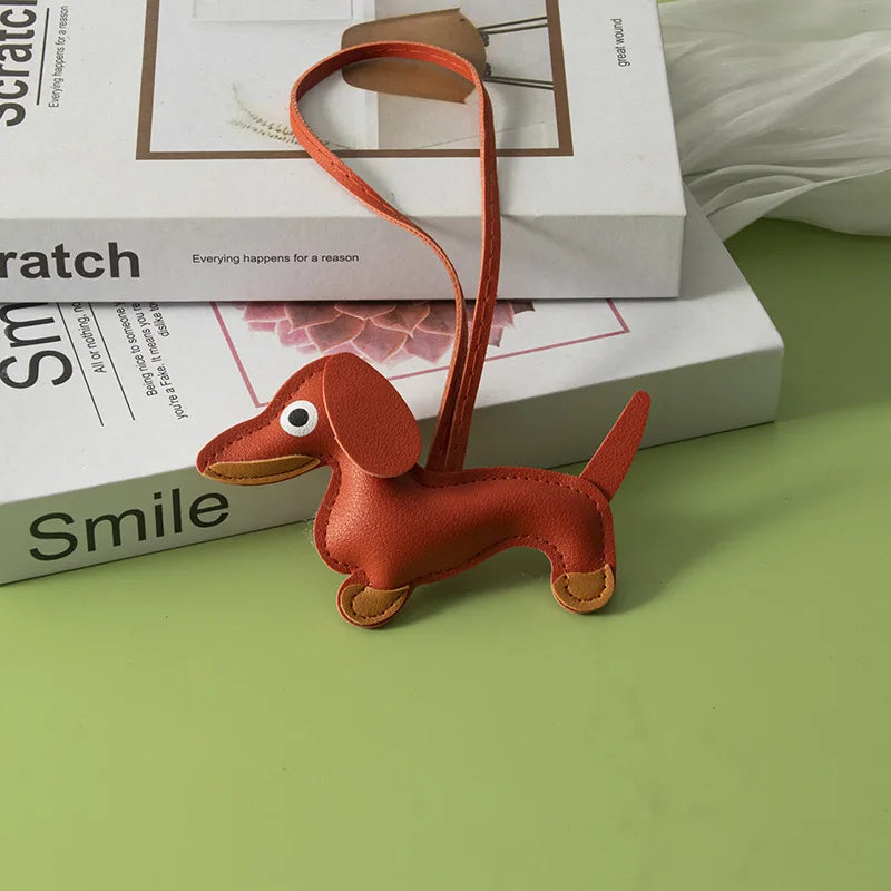 Classic Cute Puppy Dog Bag Pendant Key Chain Fashion PU Leather Dachshund Key Ring Bag Accessories Wholesale - Pup Confort Store