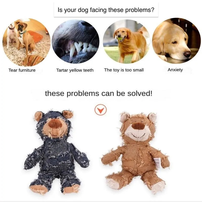 Squeaky Teddy Bear Dog Toy – Fun & Dental Care - Pup Confort Store