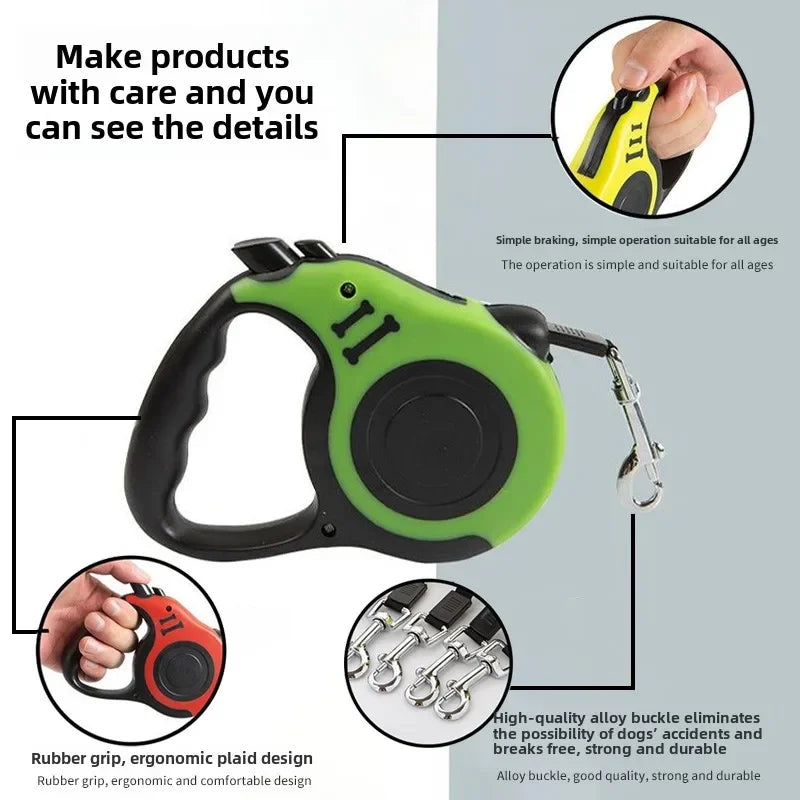 3m 5m Dog Leash Strong Nylon Puppy Lead For Small Medium Large Dogs Cats Automatic Retractable Durable Yorkshire Pet Supplies - Pup Confort Store