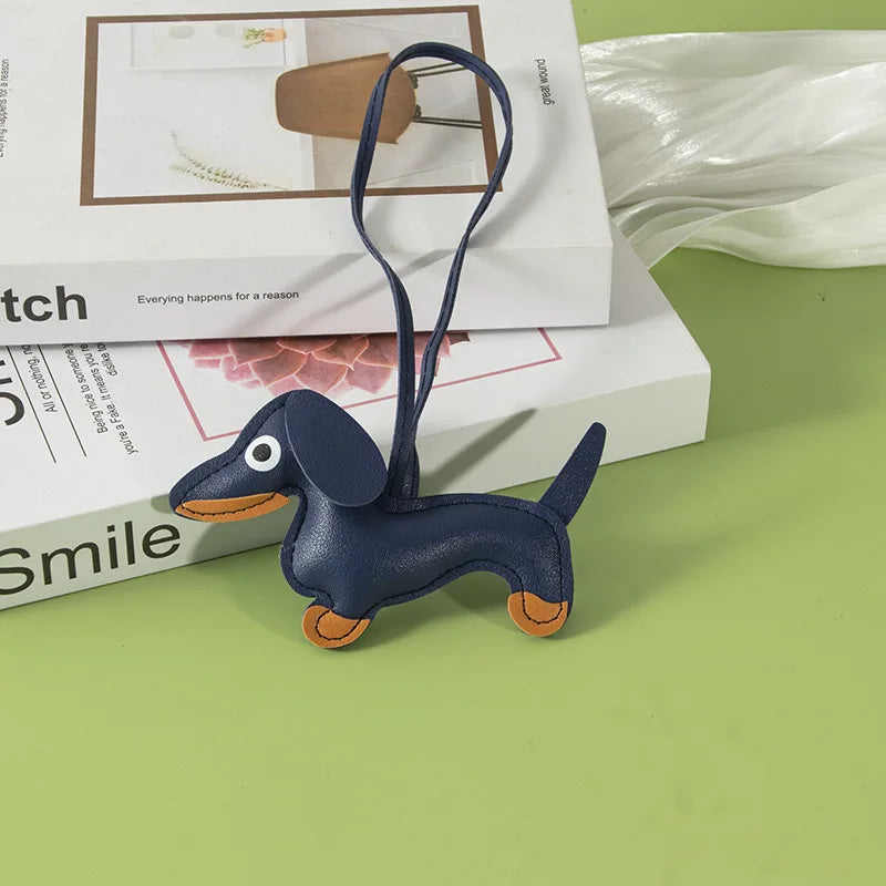 Classic Cute Puppy Dog Bag Pendant Key Chain Fashion PU Leather Dachshund Key Ring Bag Accessories Wholesale - Pup Confort Store