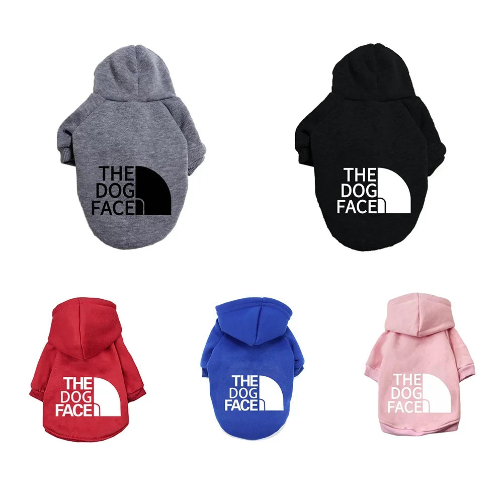 Pet Dog Hoodies Autumn and Winter Season Large Dog Clothes Dog Face Text Pattern French Bulldog Labrador Jacket Clothing - Pup Confort Store