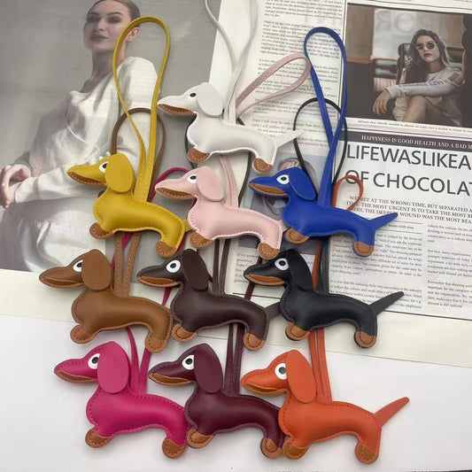 Classic Cute Puppy Dog Bag Pendant Key Chain Fashion PU Leather Dachshund Key Ring Bag Accessories Wholesale - Pup Confort Store