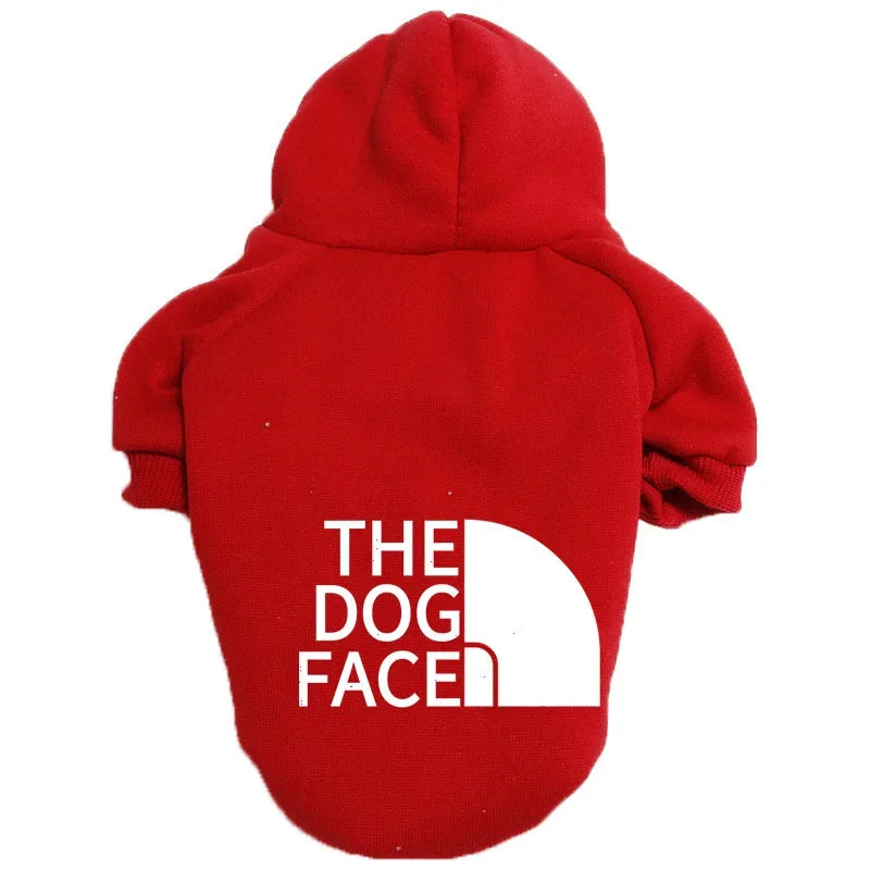 Pet Dog Hoodies Autumn and Winter Season Large Dog Clothes Dog Face Text Pattern French Bulldog Labrador Jacket Clothing - Pup Confort Store