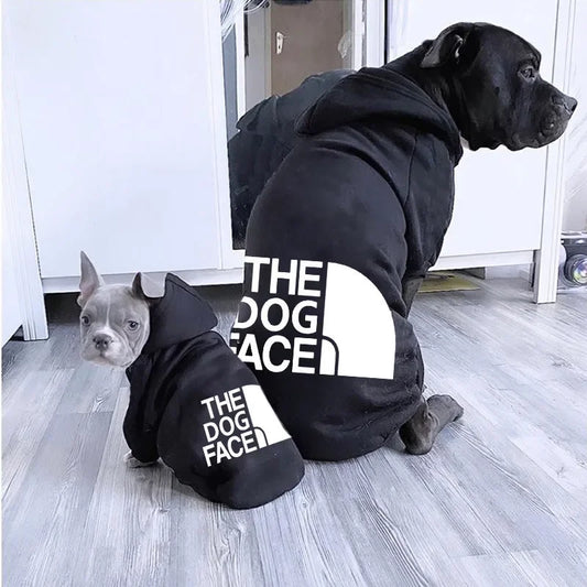 Pet Dog Hoodies Autumn and Winter Season Large Dog Clothes Dog Face Text Pattern French Bulldog Labrador Jacket Clothing - Pup Confort Store